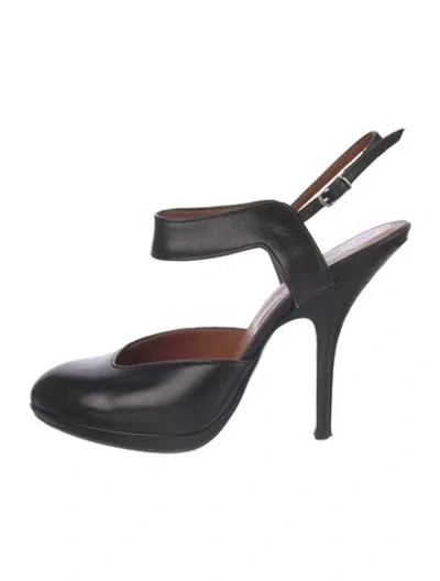Pre-owned Dries Van Noten Leather Slingback Pumps In Black