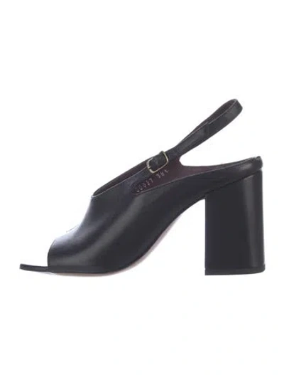 Pre-owned Dries Van Noten Leather Slingback Pumps In Blue