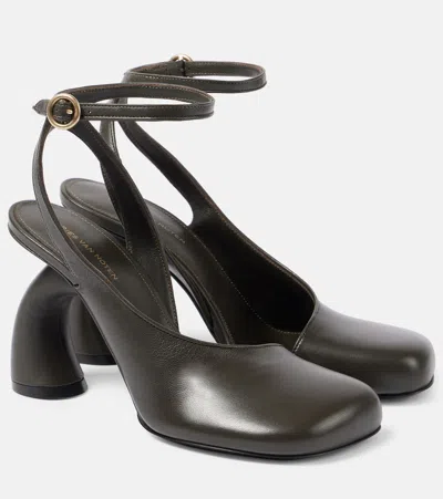 Dries Van Noten Leather Slingback Pumps In Bottle