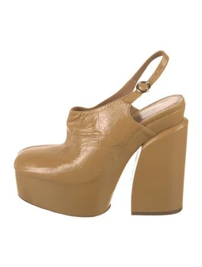 Pre-owned Dries Van Noten Leather Slingback Pumps In Neutral