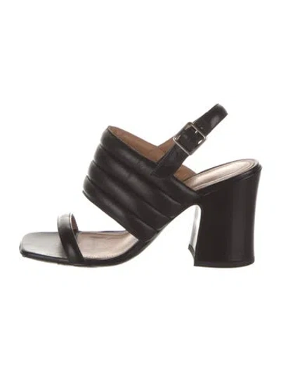Pre-owned Dries Van Noten Leather Slingback Sandals In Black