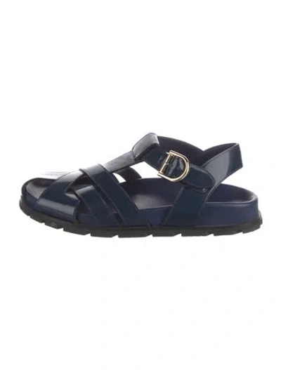Pre-owned Dries Van Noten Leather Slingback Sandals In Blue
