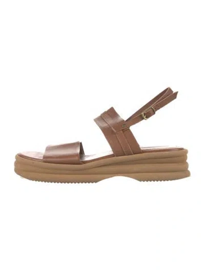Pre-owned Dries Van Noten Leather Slingback Sandals In Brown
