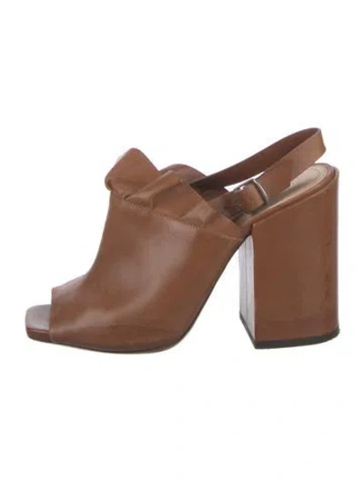 Pre-owned Dries Van Noten Leather Slingback Sandals In Brown