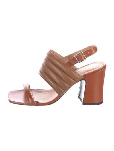 Pre-owned Dries Van Noten Leather Slingback Sandals In Brown