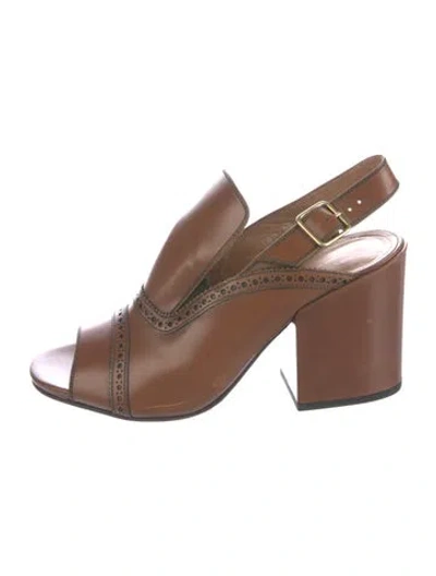 Pre-owned Dries Van Noten Leather Slingback Sandals In Brown