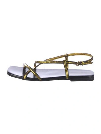 Pre-owned Dries Van Noten Leather Slingback Sandals In Gold