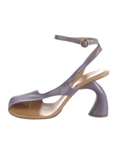 Pre-owned Dries Van Noten Leather Slingback Sandals In Purple