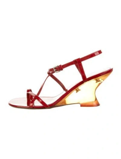 Pre-owned Dries Van Noten Leather Slingback Sandals In Red