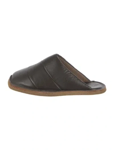 Pre-owned Dries Van Noten Leather Slippers In Brown