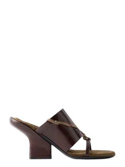 Dries Van Noten Leather Slippers With Satin Trim In Multi