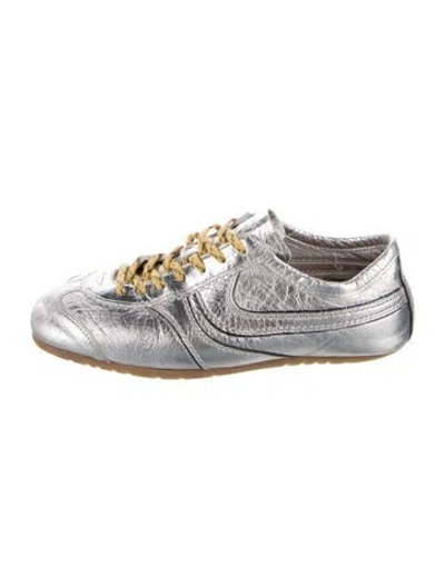 Pre-owned Dries Van Noten Leather Sneakers In Silver