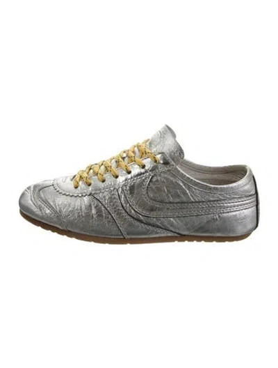 Pre-owned Dries Van Noten Leather Sneakers In Silver