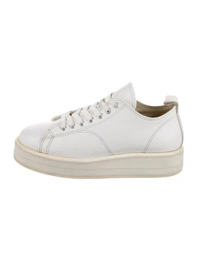 Pre-owned Dries Van Noten Leather Sneakers In White