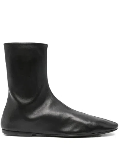 Dries Van Noten Leather Sock Booties Shoes In Black