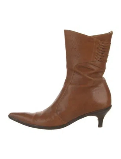 Pre-owned Dries Van Noten Leather Sock Boots In Brown