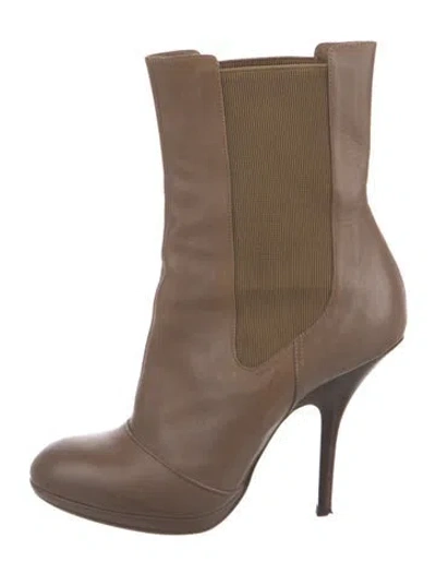 Pre-owned Dries Van Noten Leather Sock Boots In Brown