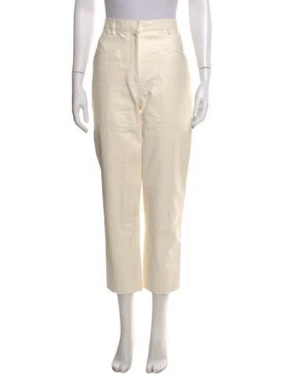 Pre-owned Dries Van Noten Leather Straight Leg Pants In Neutral