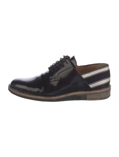 Pre-owned Dries Van Noten Leather Striped Oxfords In Blue