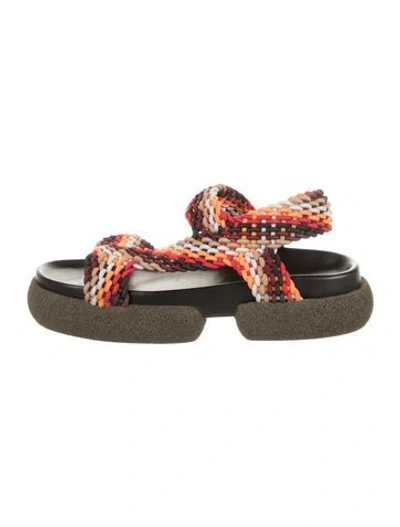 Pre-owned Dries Van Noten Leather Striped Slingback Sandals In Multi