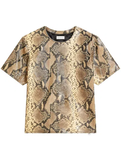 Dries Van Noten Leather T-shirt In Neutrals
