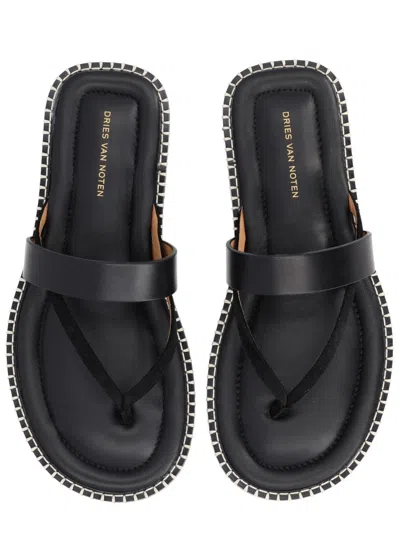 Dries Van Noten Leather Toe-post Slide Sandals In Multi