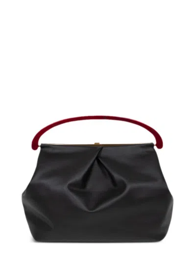 Dries Van Noten Large Top Handle Leather Pouch In ブラック