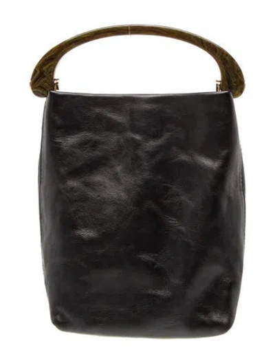 Pre-owned Dries Van Noten Leather Top Handle Bag In Black