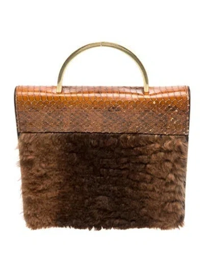 Pre-owned Dries Van Noten Leather Top Handle Bag In Brown