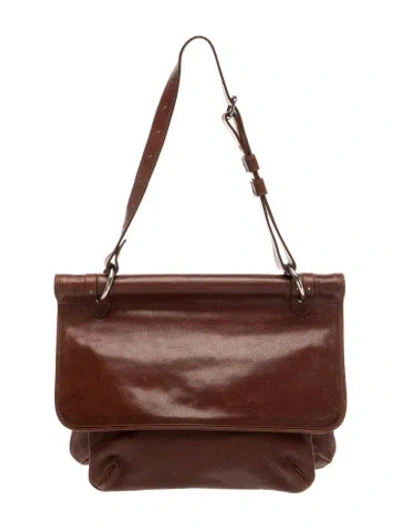 Pre-owned Dries Van Noten Leather Top Handle Bag In Brown