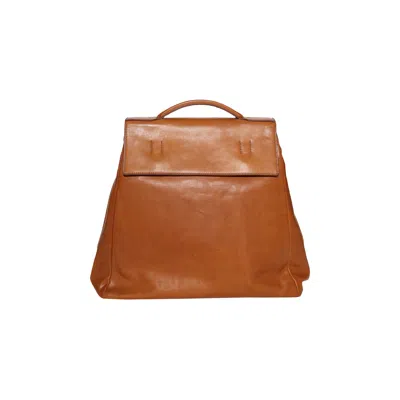 Pre-owned Dries Van Noten Leather Top Handle Bag 'tan' | Men's Size Onesize