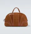 Dries Van Noten Leather-trimmed Suede Duffel Bag In Brown