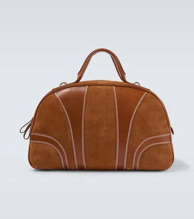 Dries Van Noten Leather-trimmed Suede Duffel Bag In Brown