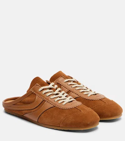 Dries Van Noten Leather-trimmed Suede Sneakers In Brown