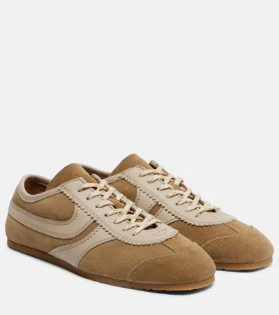 Dries Van Noten Leather-trimmed Suede Sneakers In Brown