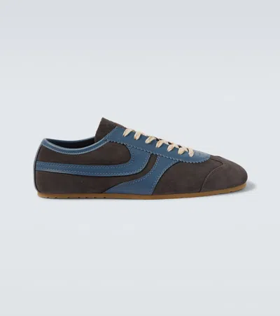 Dries Van Noten Leather-trimmed Suede Sneakers In Gray