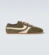 Dries Van Noten Leather-trimmed Suede Sneakers In Olive