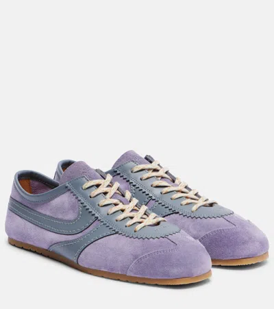 Dries Van Noten Leather-trimmed Suede Sneakers In Purple