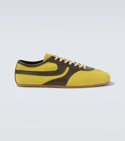 Dries Van Noten Leather-trimmed Suede Sneakers In Yellow