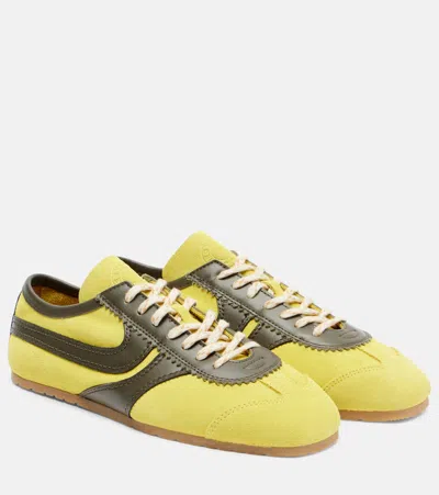 Dries Van Noten Leather-trimmed Suede Sneakers In Yellow