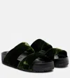Dries Van Noten Leather-trimmed Velvet Slides In Green
