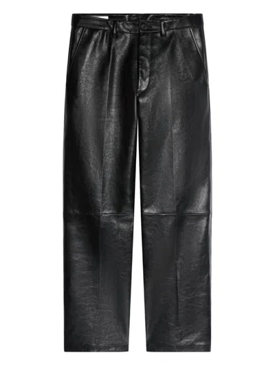 Dries Van Noten Leather Trousers In Black
