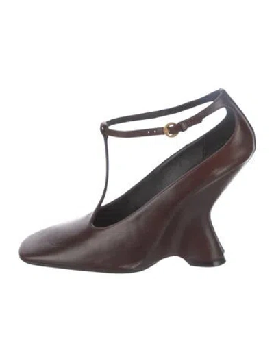 Pre-owned Dries Van Noten Leather T-strap Pumps In Brown