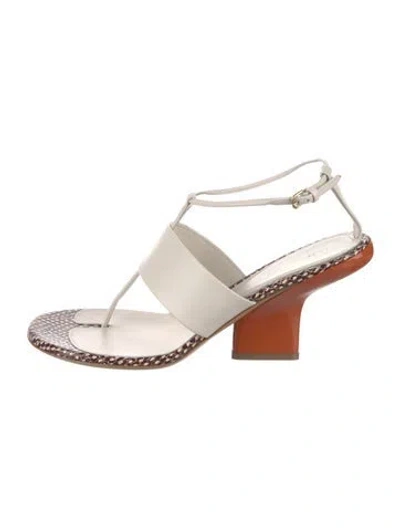 Pre-owned Dries Van Noten Leather T-strap Sandals In White