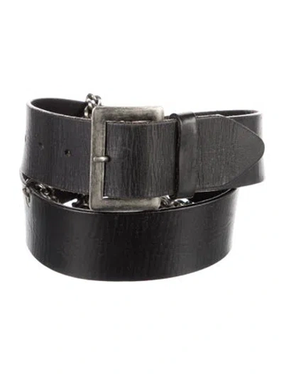 Pre-owned Dries Van Noten Leather Waist Belt In Black