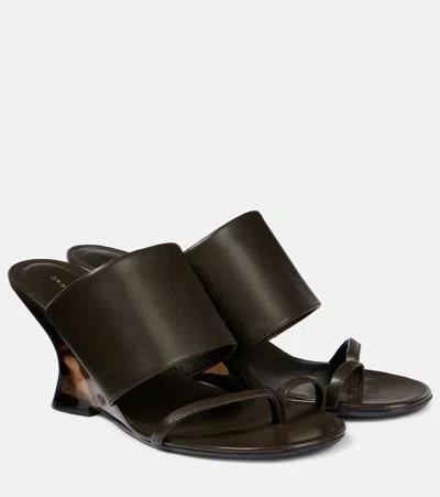 Dries Van Noten Leather Wedge Mules