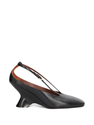 Dries Van Noten Leather Wedge Pumps In Black