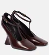 Dries Van Noten Tan Leather Wedge Mary Jane Heels In Brown