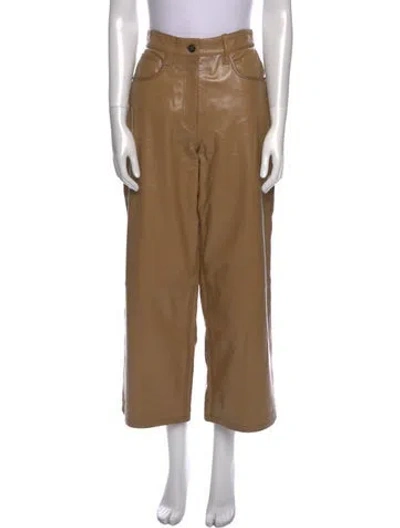 Pre-owned Dries Van Noten Leather Wide Leg Pants In Neutral