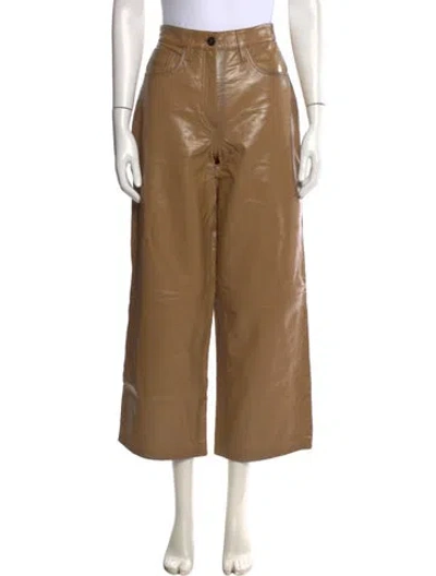 Pre-owned Dries Van Noten Leather Wide Leg Pants In Neutral